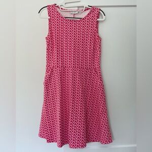 New York & Company Pink and White Geometric Dress Medium